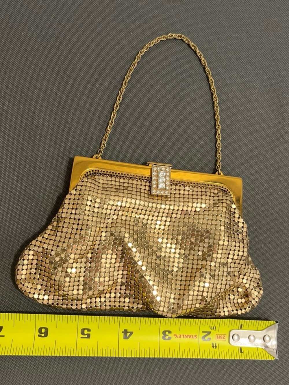 Vintage Whiting & Davis Gold Metal Mesh Evening Clutch with Chain - Picture 7 of 7